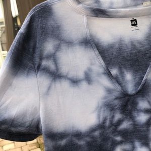 Tie dye navy and white crop top